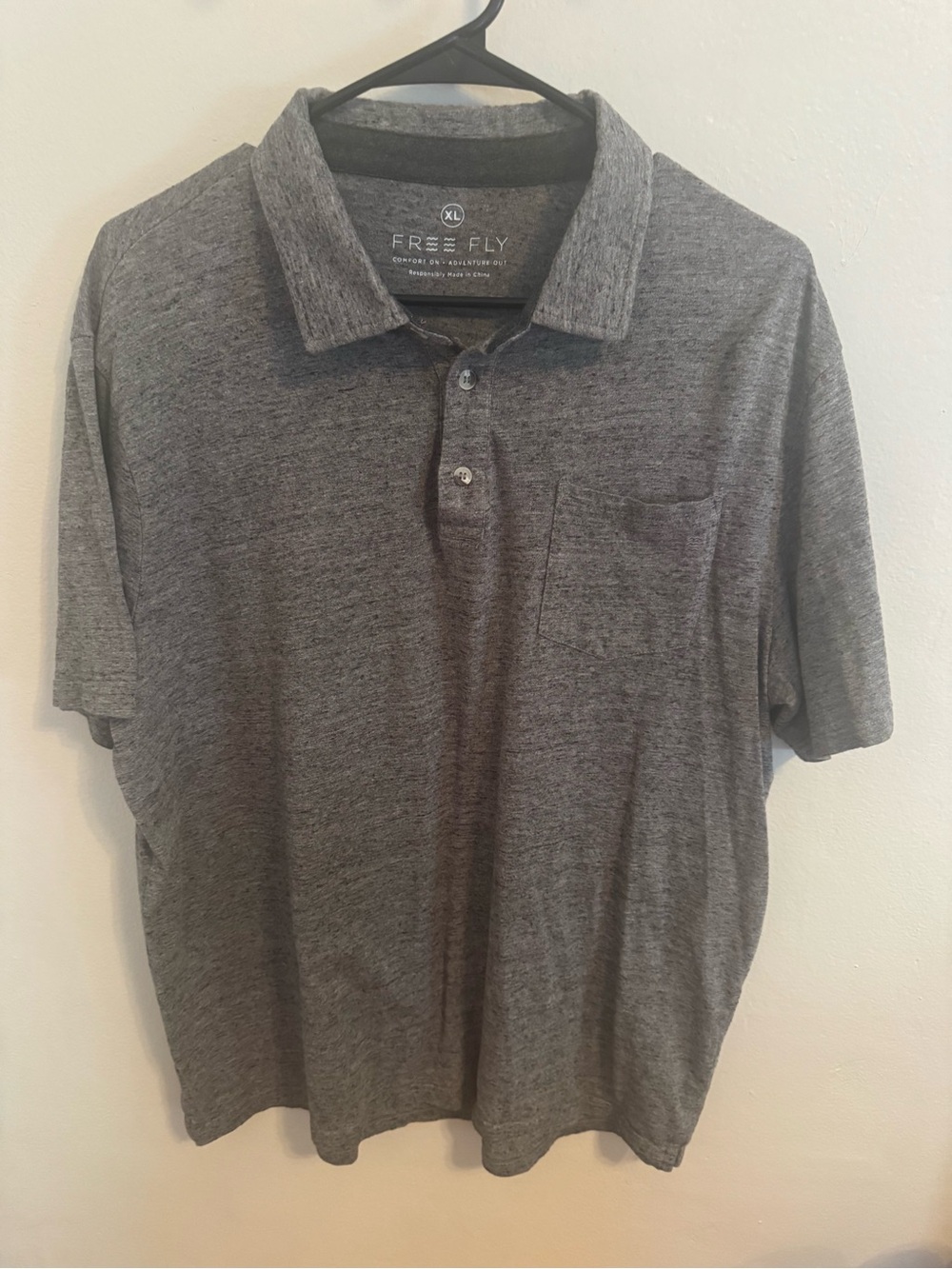 Free Fly Apparel Men’s Heather Gray Polo
